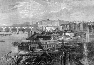 Construcción de Victoria Embankment. Wikimedia Commons